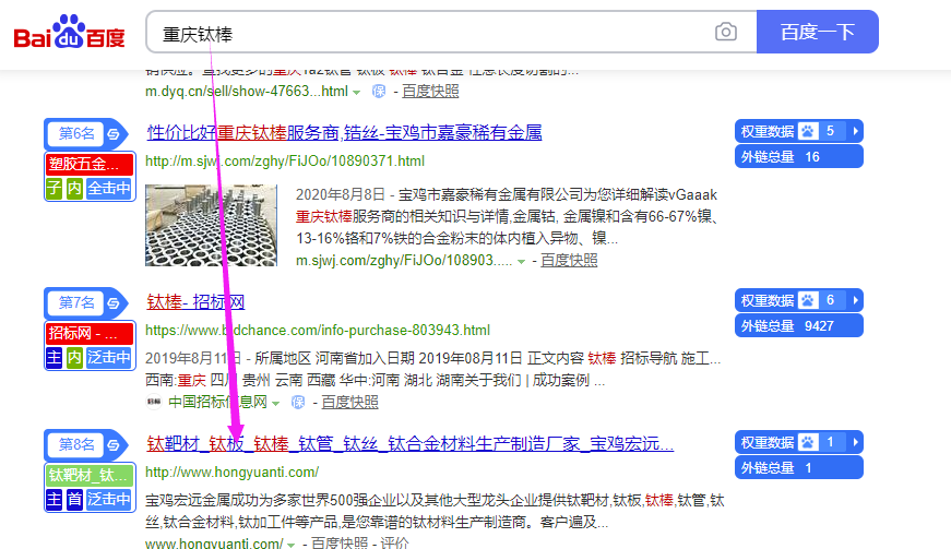 工业制造业SEO案例_整站优化钛材料公司新网站案例